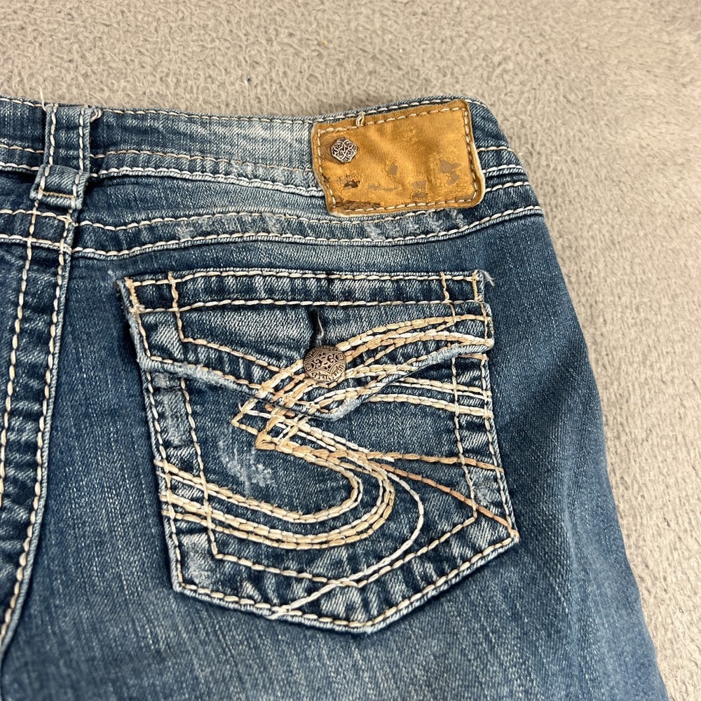 Silver Co. Pioneer Bootcut Jeans Womens 31x30" tag28x31 Flap Pocket Distressed - Picture 12 of 14